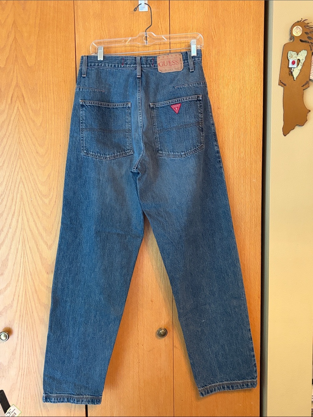 Guess 90s high rise waist vintage 30.5 x 33 taper leg Cotton Denim Jeans EUC